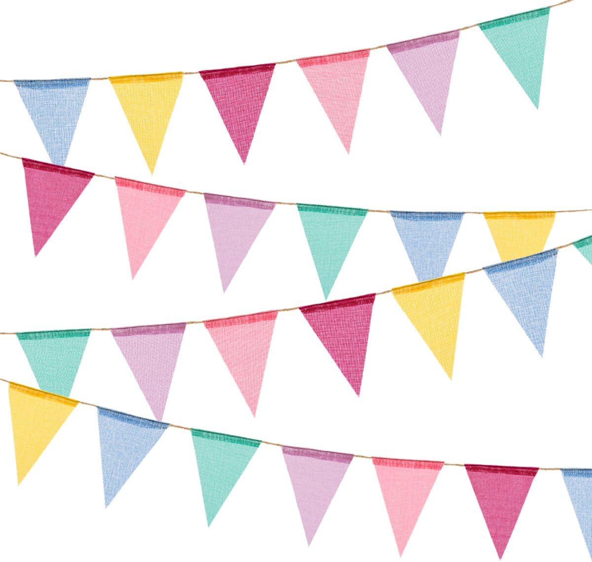 72 Flags Imitated Burlap Pennant Banner Multicolor Fabric Triangle Flag Bunting for Summer Party and Festival Classroom Hanging Decorati 72 Flags Imitated Burlap Pennant Banner Multicolor Fabric Triangle Flag Bunting for Summer Party and Festival Classroom Hanging Decorati