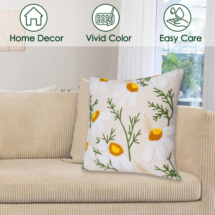 Embroidered Throw Pillow Covers