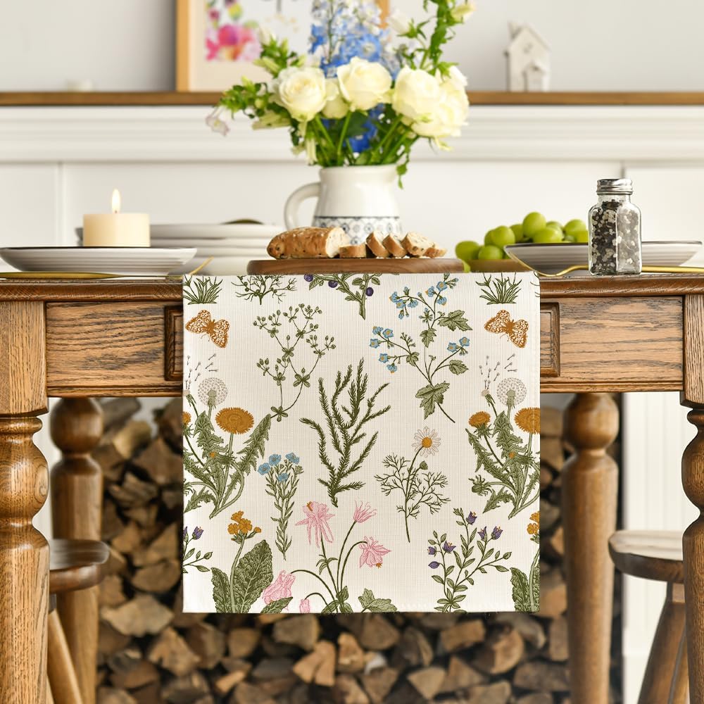 Wildflowers Floral Spring Table Runner