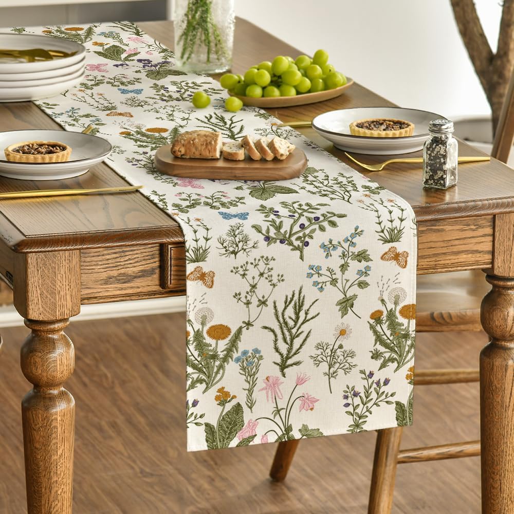 Wildflowers Floral Spring Table Runner