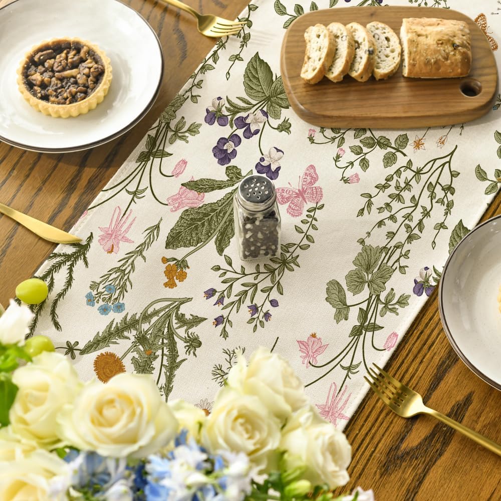 Wildflowers Floral Spring Table Runner