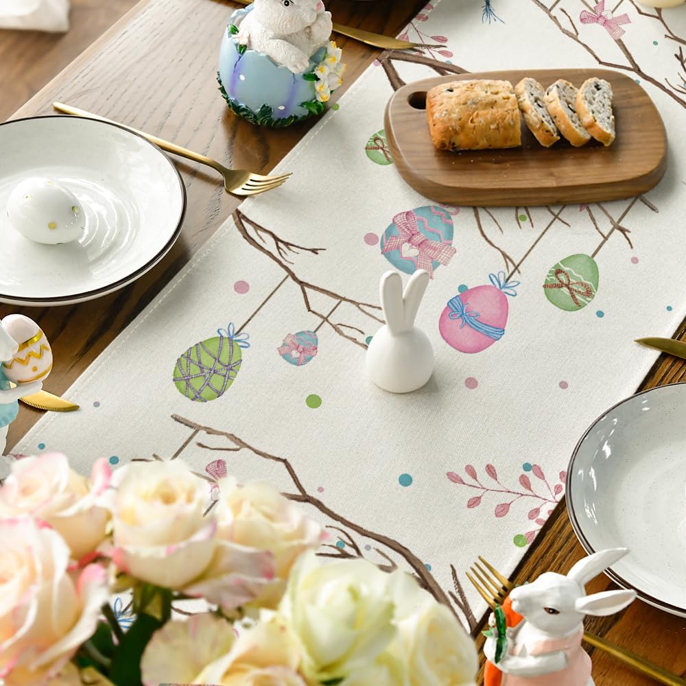 Buffalo Plaid Bunny Egg Carrot Easter Table Runner