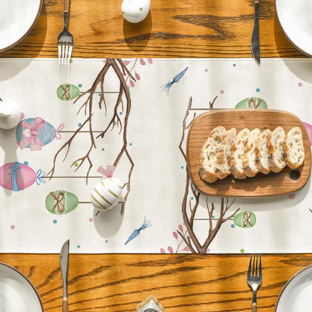 Buffalo Plaid Bunny Egg Carrot Easter Table Runner