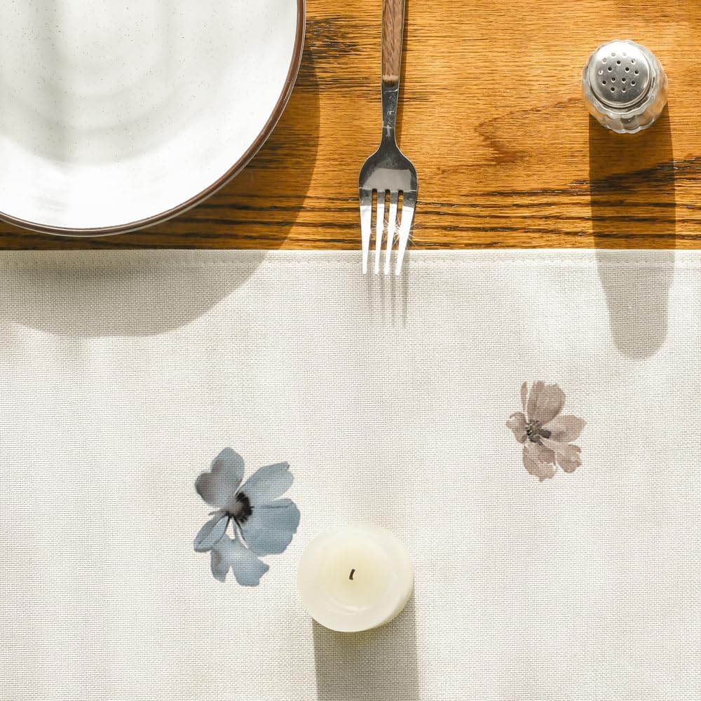 Brown Poppy Floral Leaves Spring Table Runner
