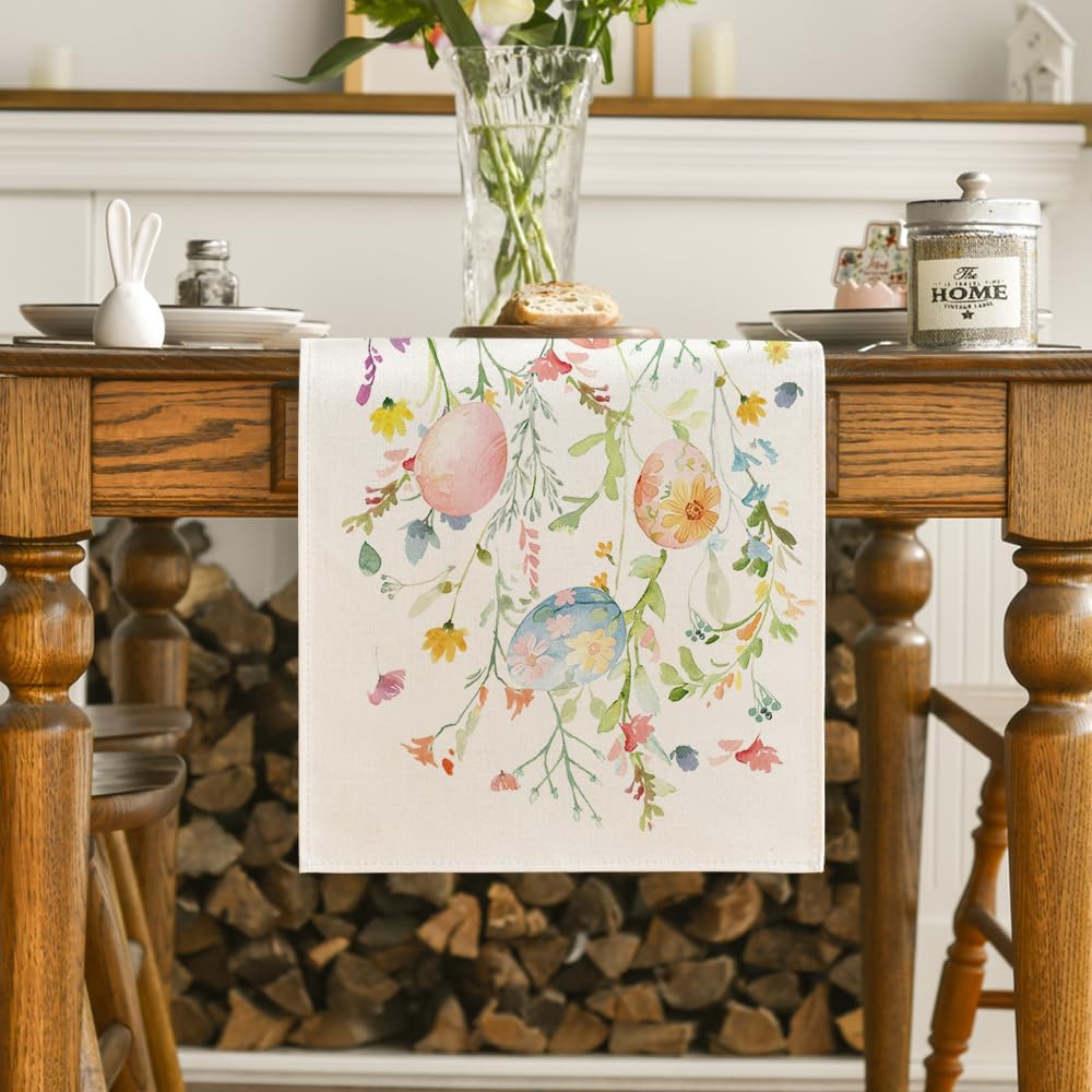 Wild Flowers Eggs Easter Table Runner