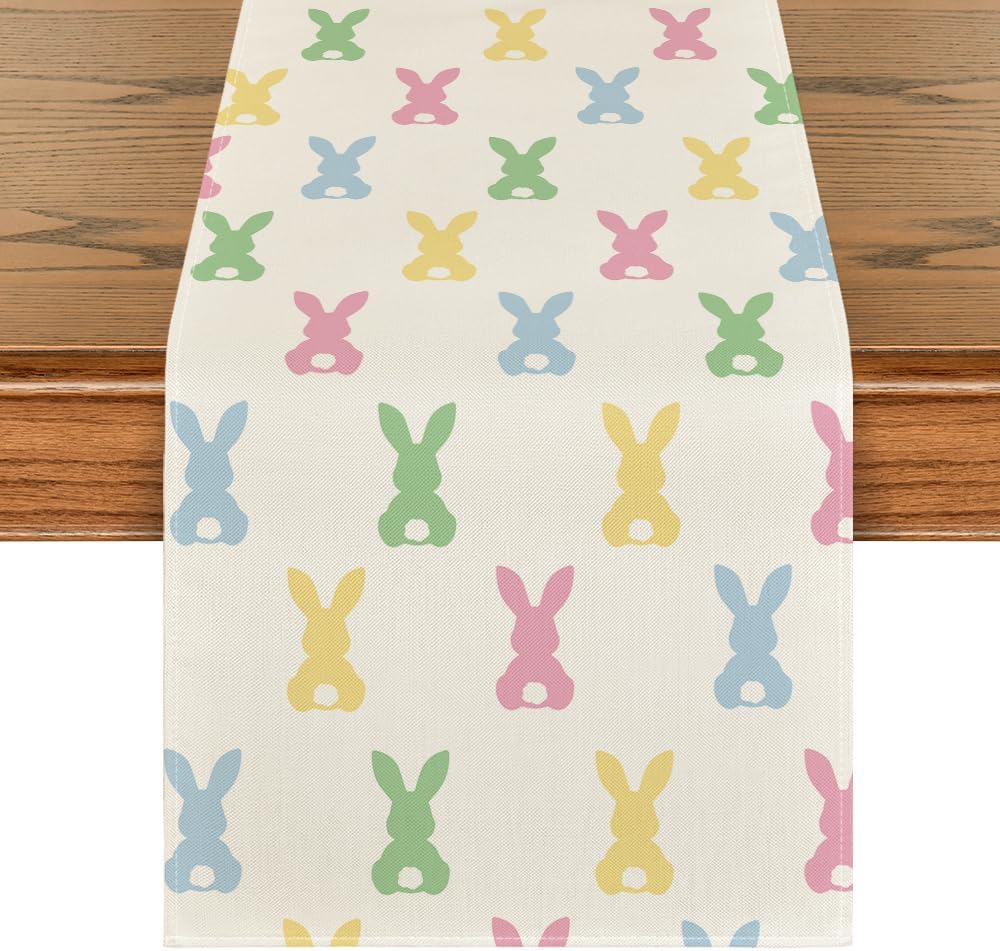 Green Pink Bunny Rabbit Easter Table Runner Green Pink Bunny Rabbit Easter Table Runner