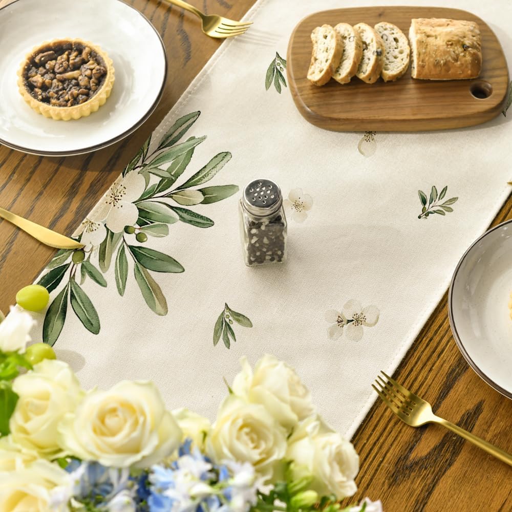 Cross Olive Leaves Spring Table Runner