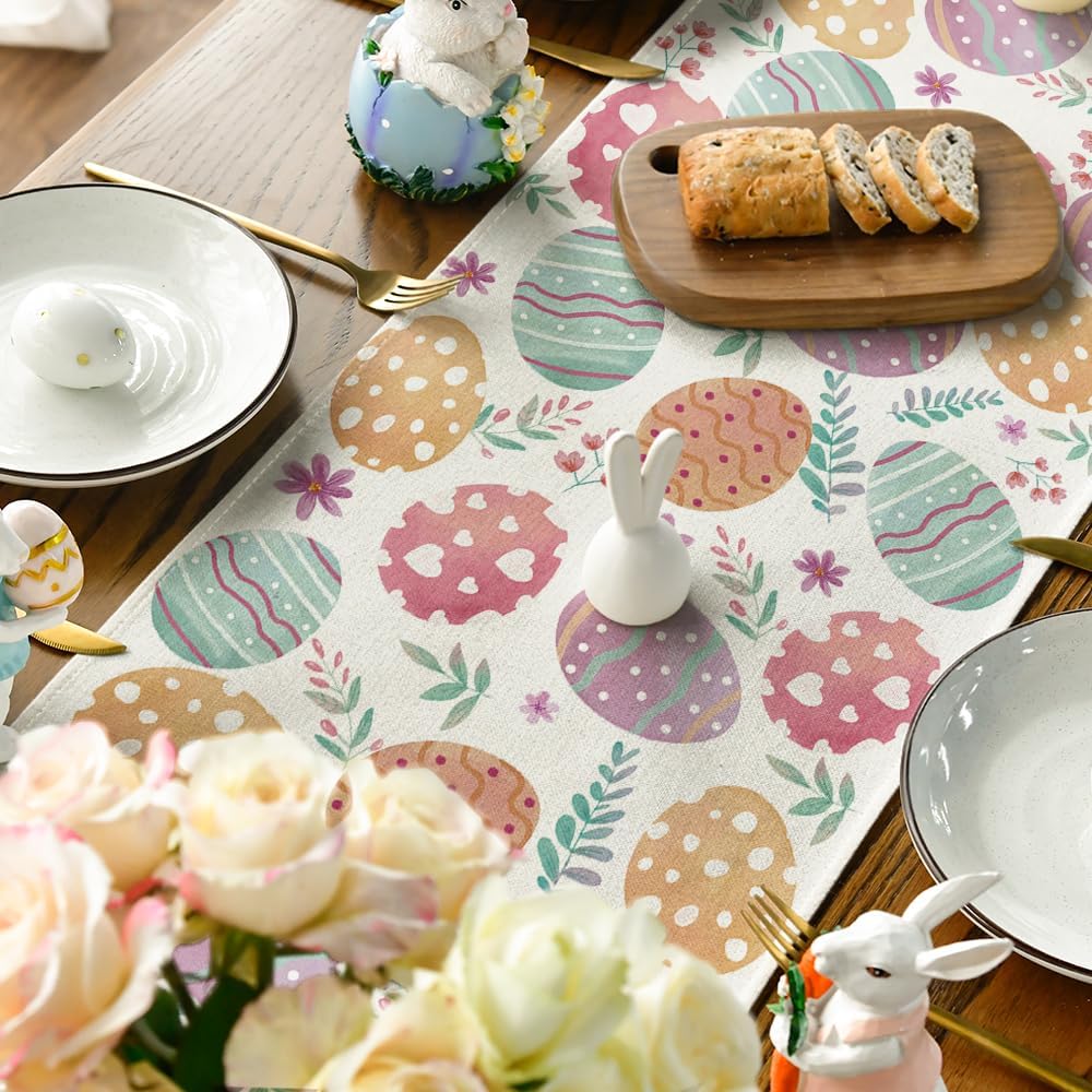 Watercolour Easter Eggs Table Runner