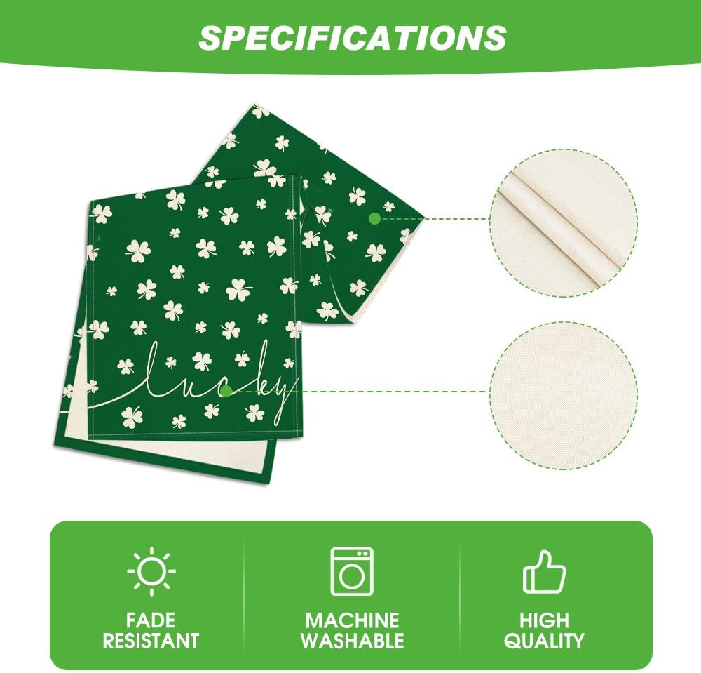 Green Lucky Shamrock St. Patrick%27s Day Table Runner
