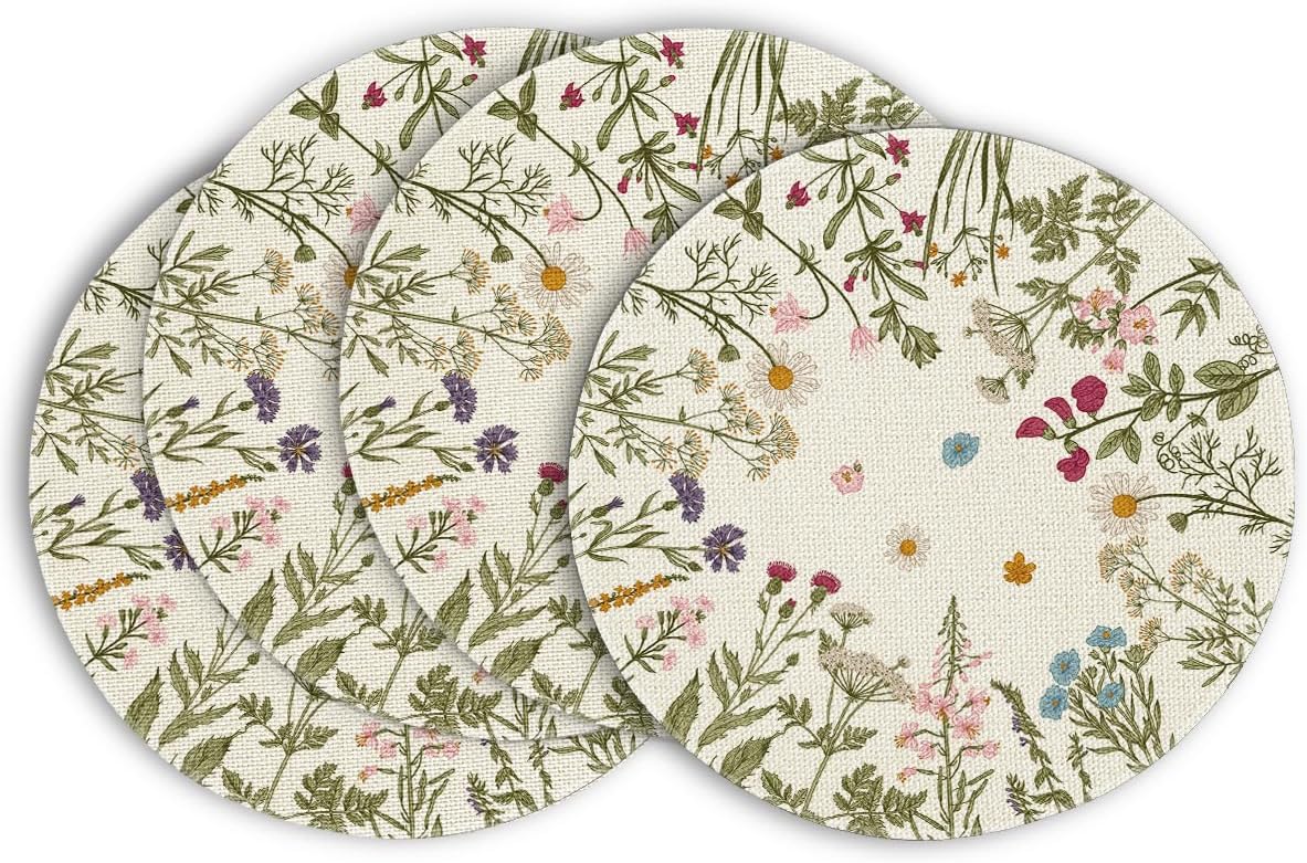 Antique Herbs Wild Flowers Spring Placemats Set of 4 Antique Herbs Wild Flowers Spring Placemats Set of 4