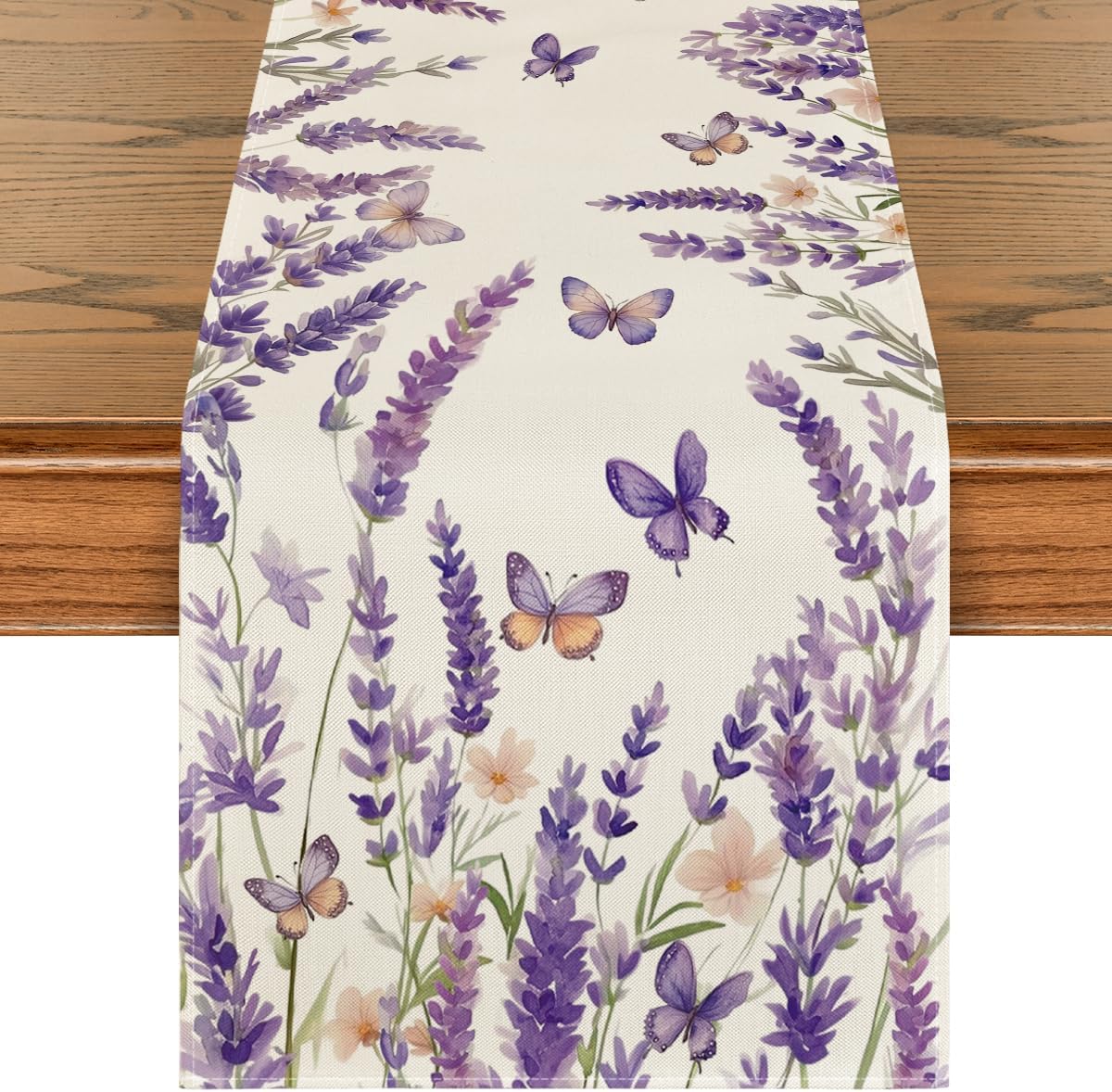 Purple Lavender Floral Butterflies Spring Table Runner Purple Lavender Floral Butterflies Spring Table Runner