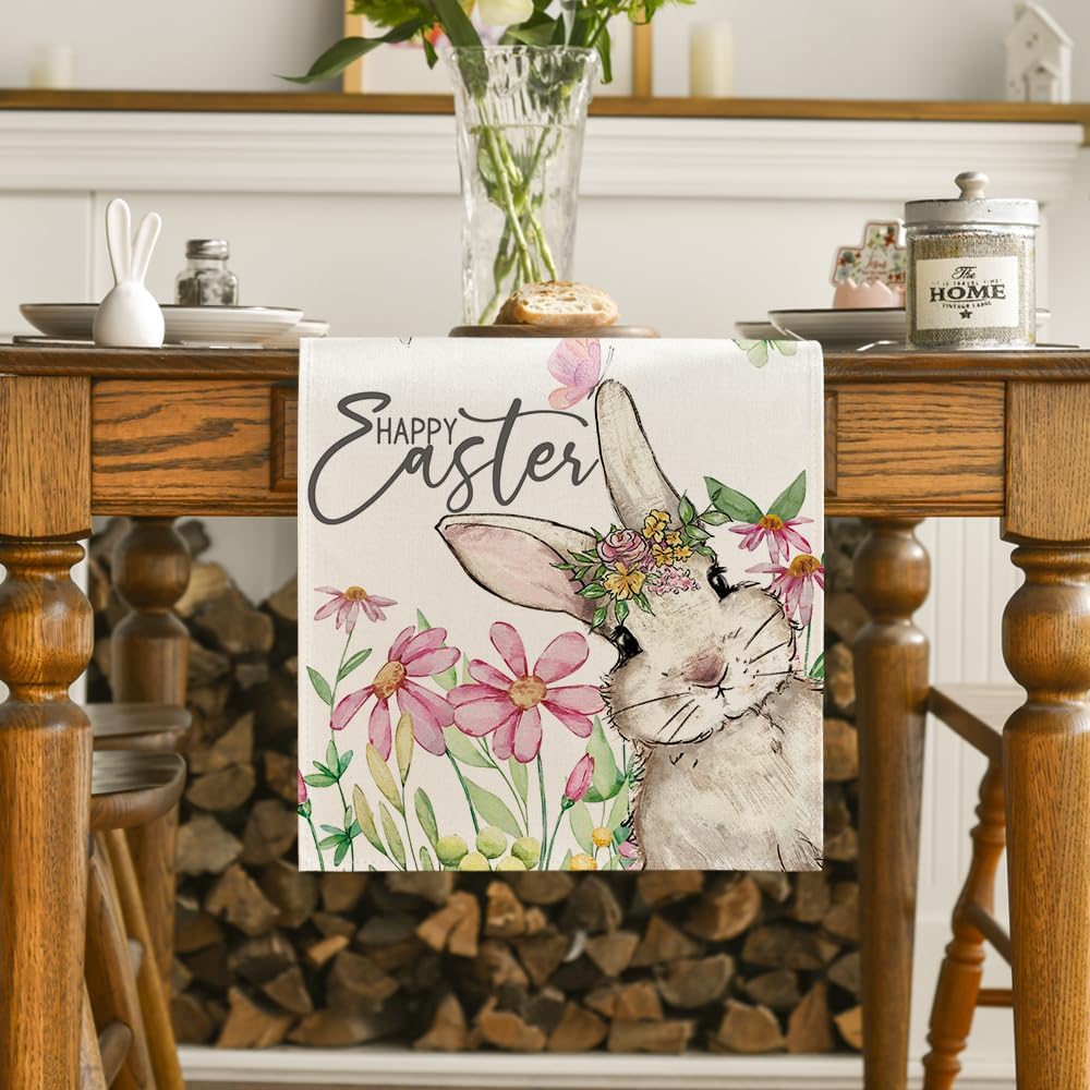 Daisy Bunny Rabbit Easter Table Runner