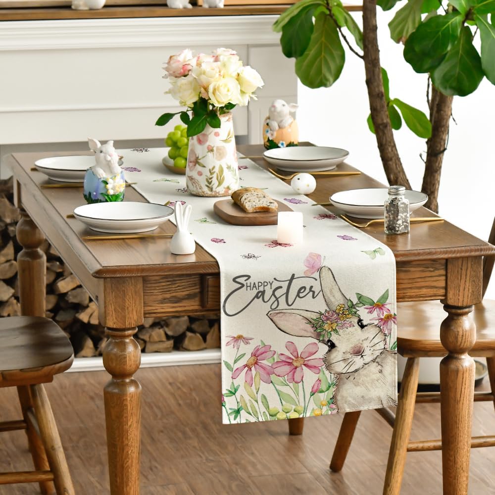 Daisy Bunny Rabbit Easter Table Runner