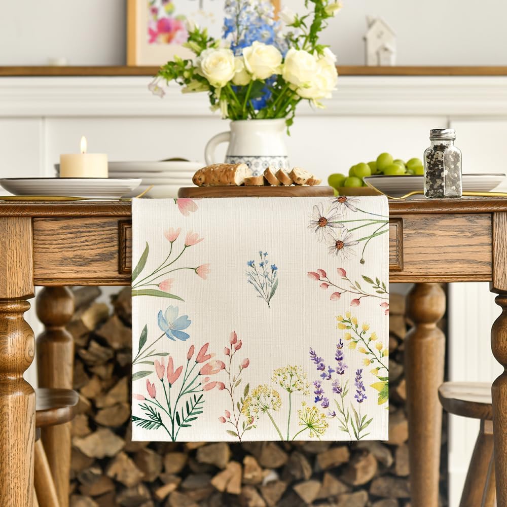 Flowers Floral Summer Table Runner