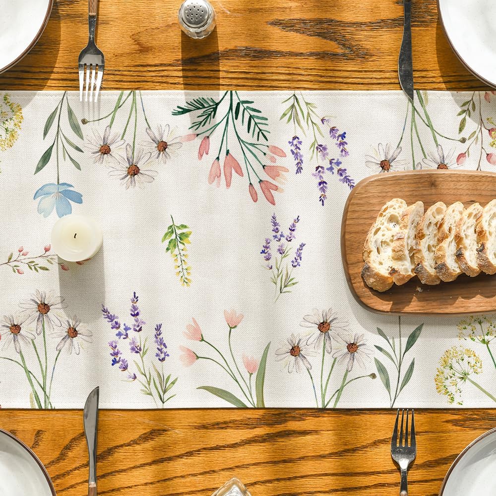 Flowers Floral Summer Table Runner