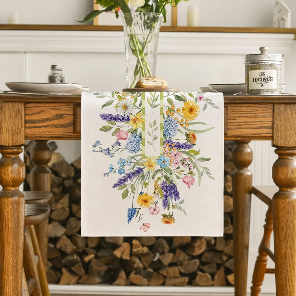 Bloom Flowers Florals Lavender Summer Table Runner
