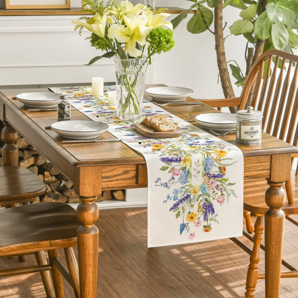 Bloom Flowers Florals Lavender Summer Table Runner