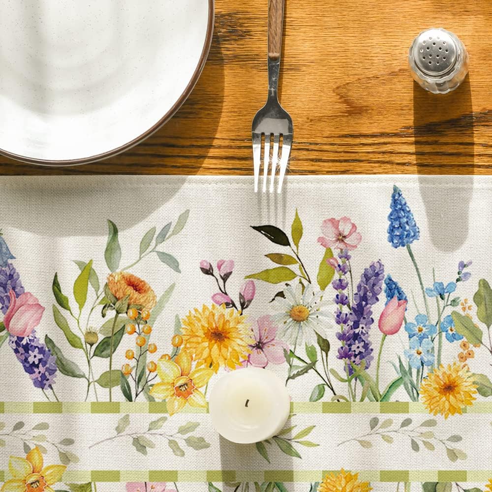Bloom Flowers Florals Lavender Summer Table Runner