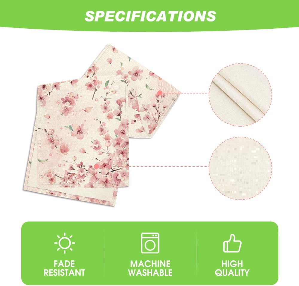 Floral Cherry Blossoms Branches Summer Table Runner