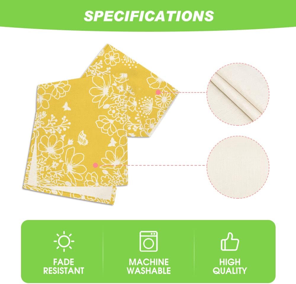 Yellow Bloom Flowers Butterfly Spring Table Runner