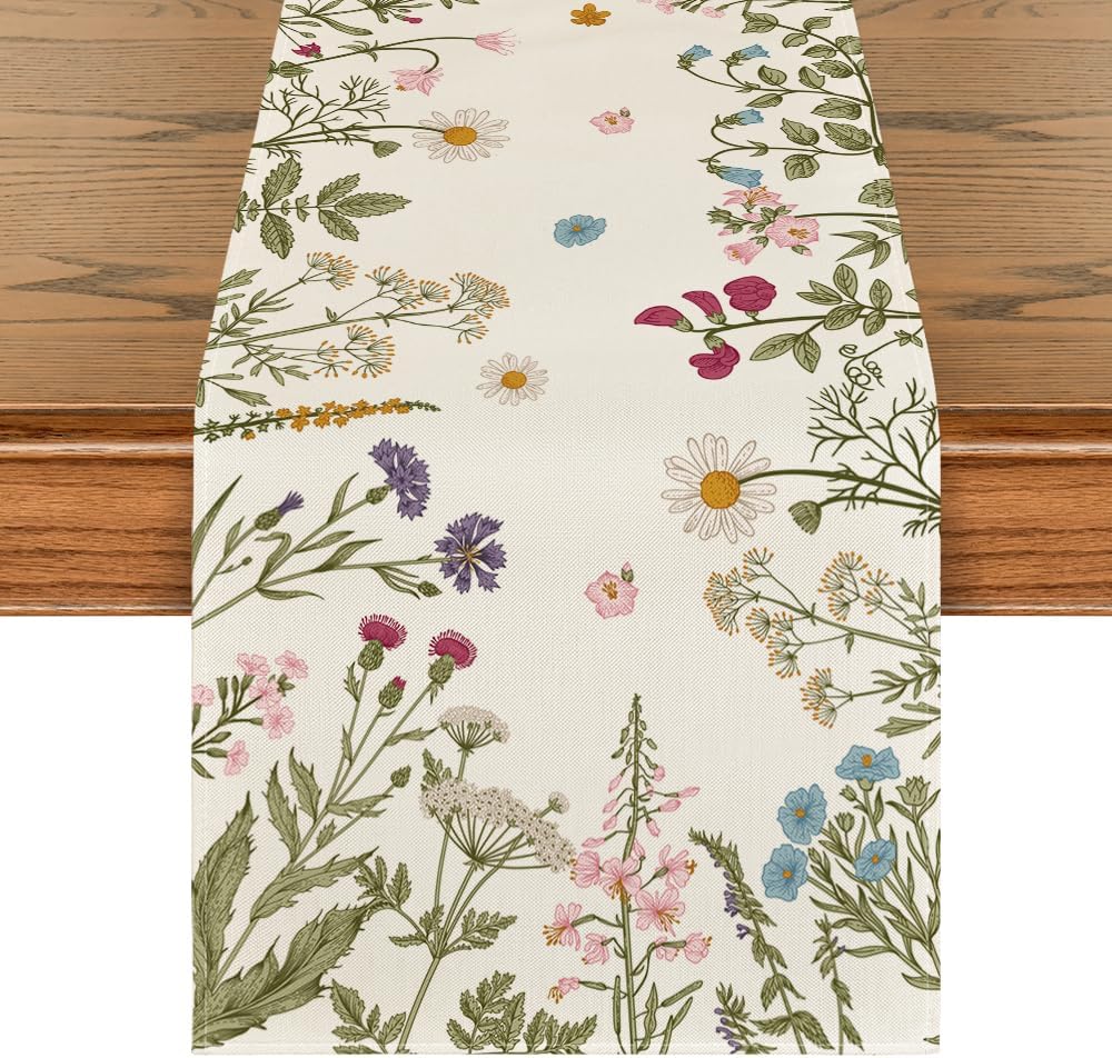 Flowers Spring Table Runner