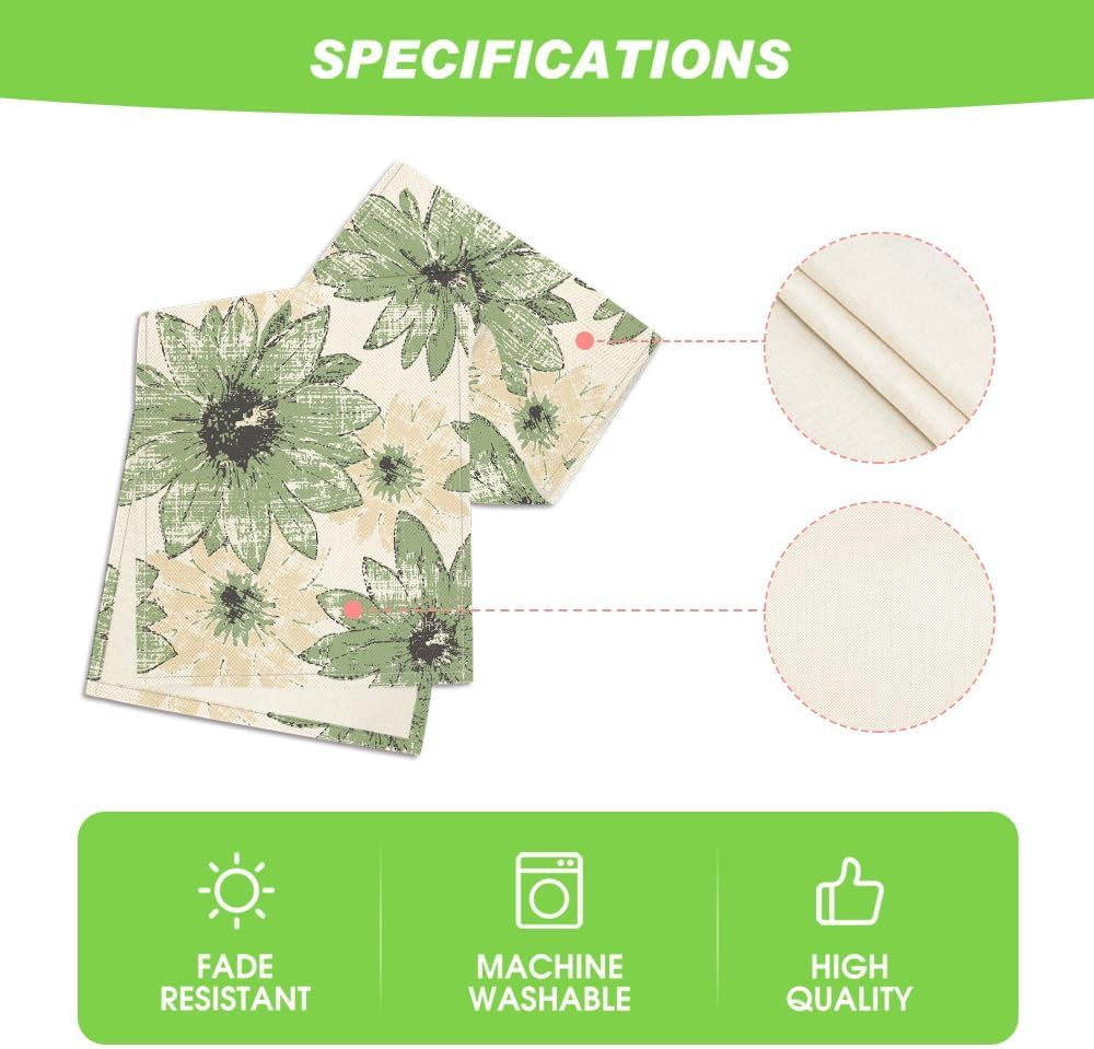 Green Retro Daisy Spring Table Runner