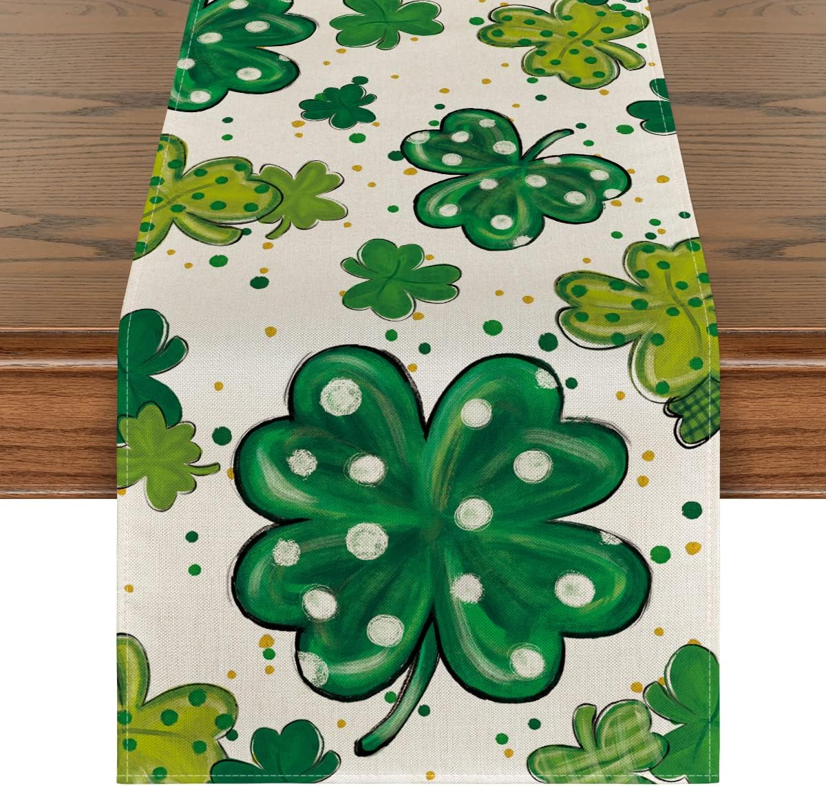 Watercolor Shamrock St. Patrick%27s Day Table Runner Watercolor Shamrock St. Patrick%27s Day Table Runner