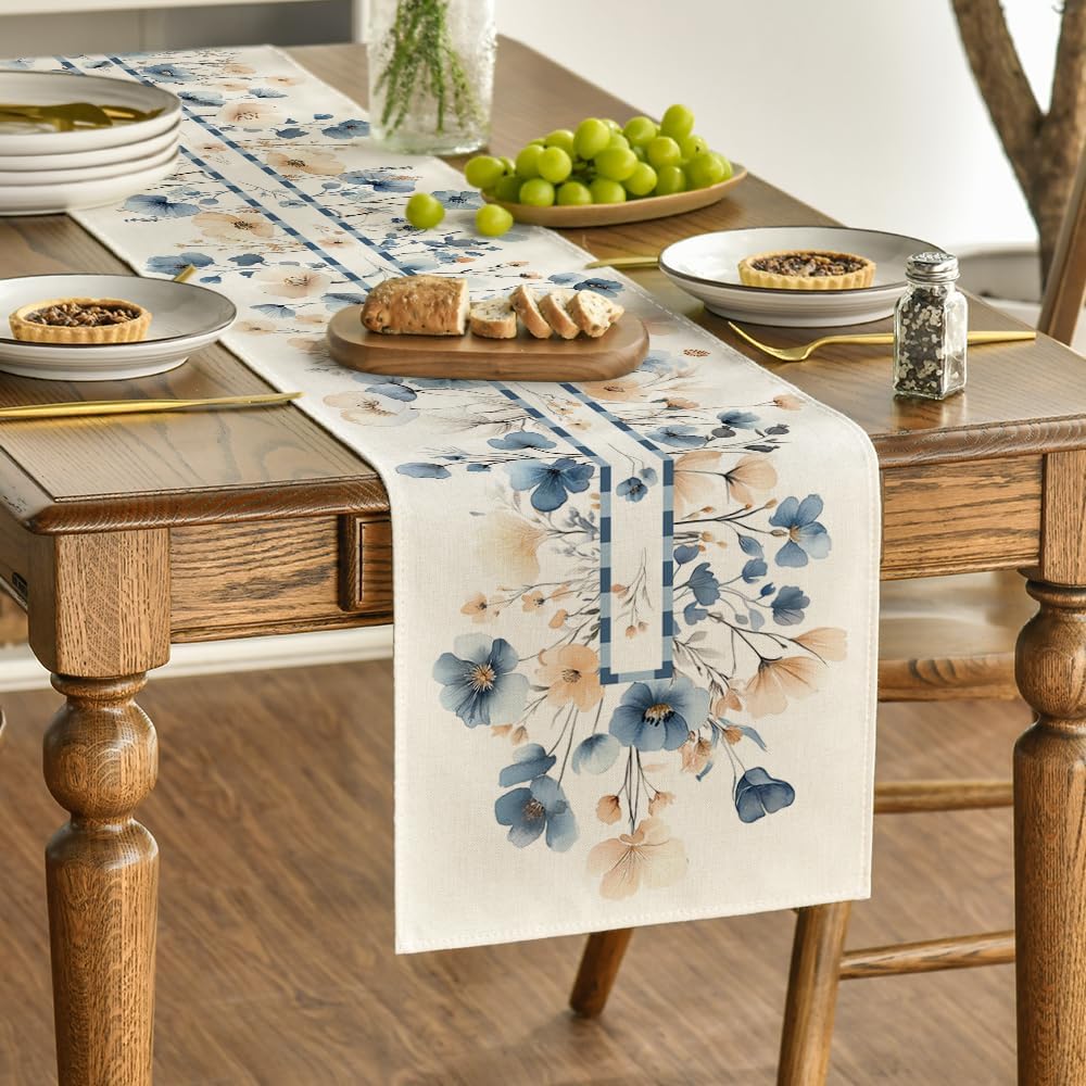 Bloom Flowers Floral Weeds Spring Table Runner