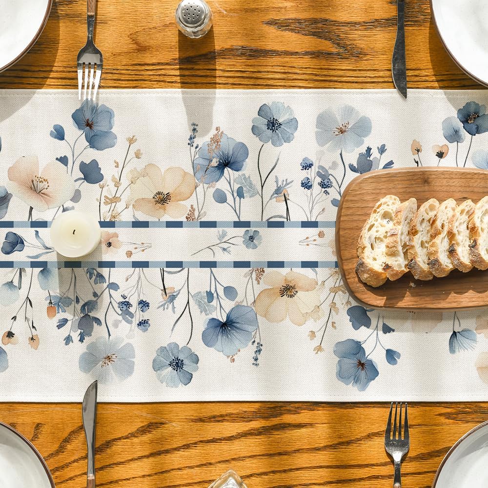 Bloom Flowers Floral Weeds Spring Table Runner