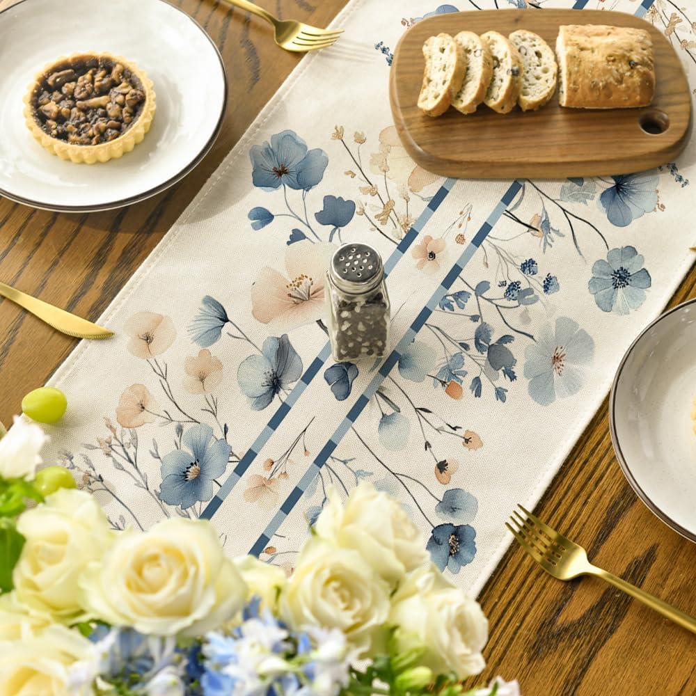 Bloom Flowers Floral Weeds Spring Table Runner