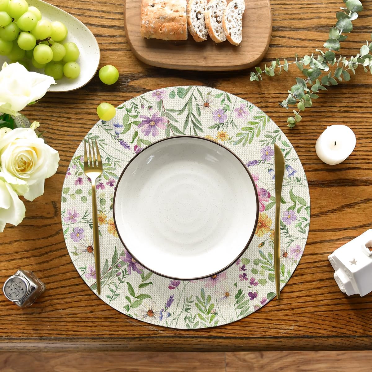 Floral Butterfly Summer Round Placemats Set of 4