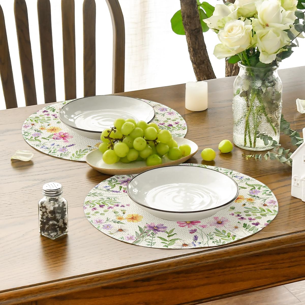 Floral Butterfly Summer Round Placemats Set of 4