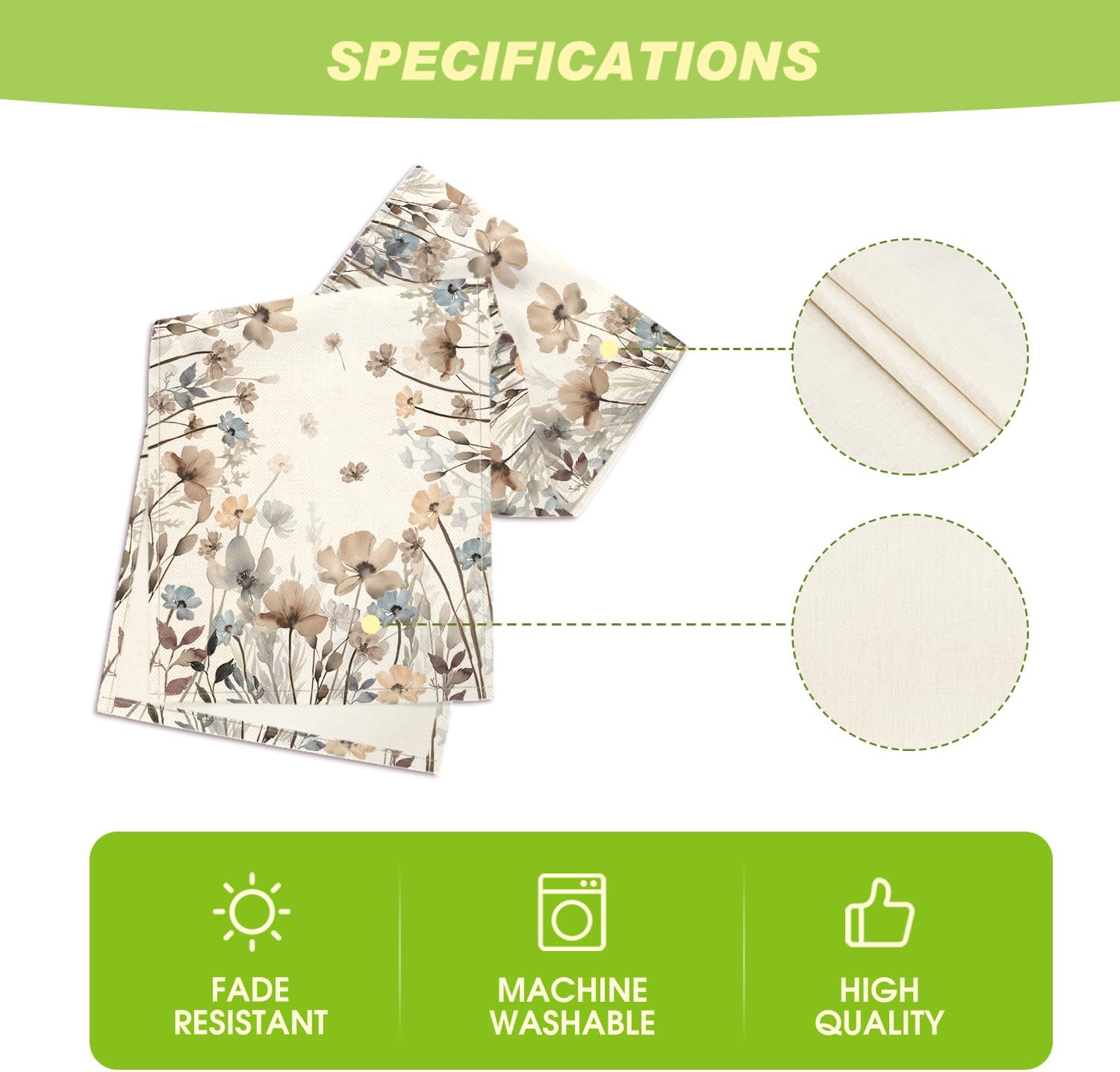 Brown Poppy Flowers Floral Blossom Summer Table Runner