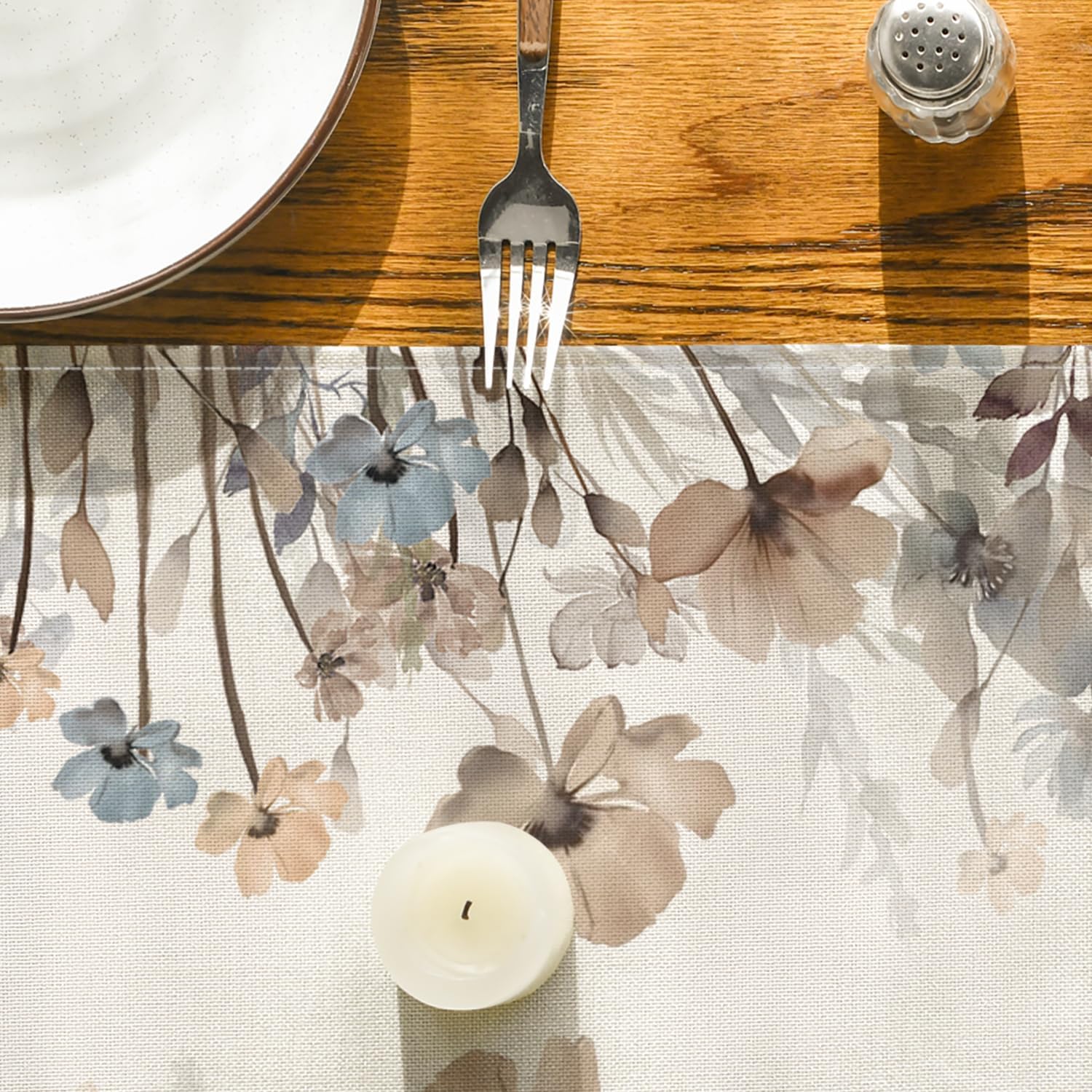 Brown Poppy Flowers Floral Blossom Summer Table Runner