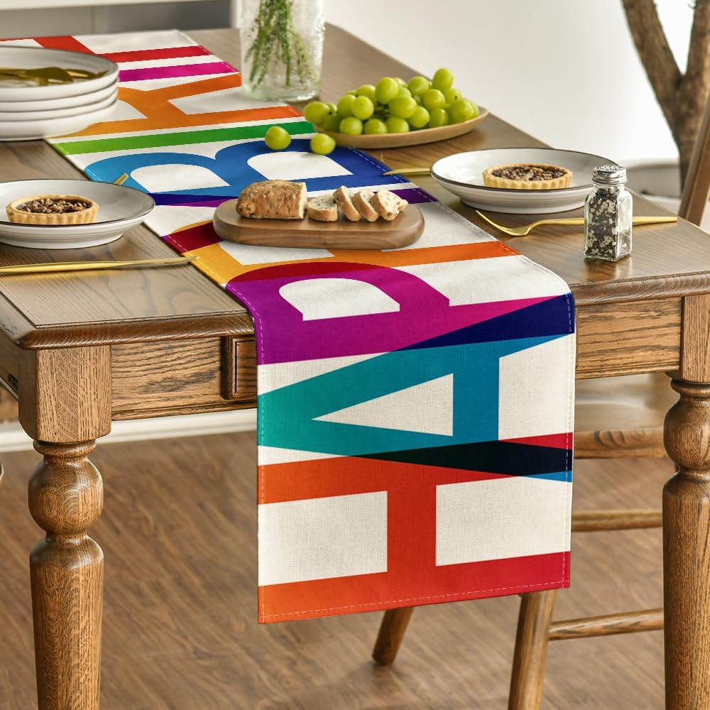 Colorful Happy Birthday Table Runner
