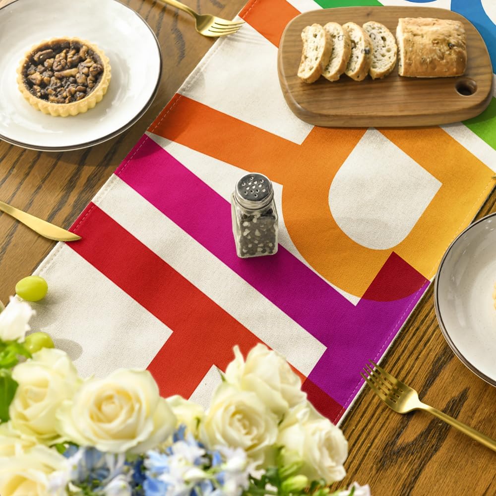Colorful Happy Birthday Table Runner