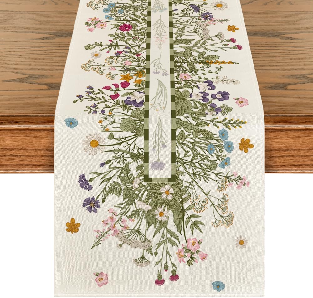 Vintage Wildflowers Daisy Spring Table Runner Vintage Wildflowers Daisy Spring Table Runner