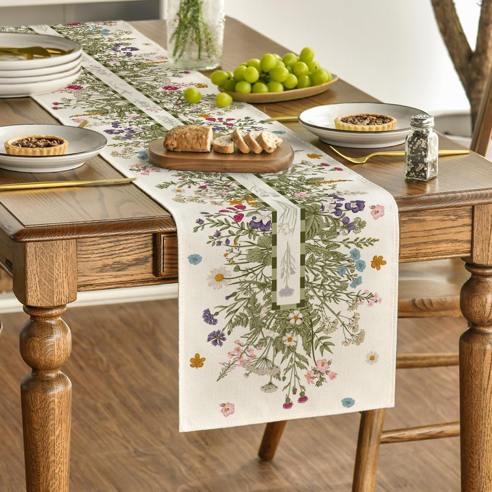 Vintage Wildflowers Daisy Spring Table Runner