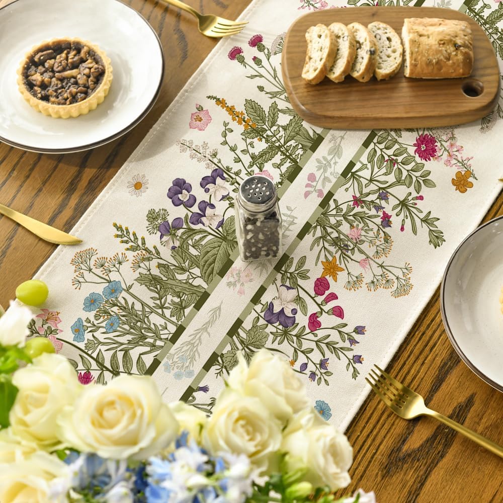 Vintage Wildflowers Daisy Spring Table Runner