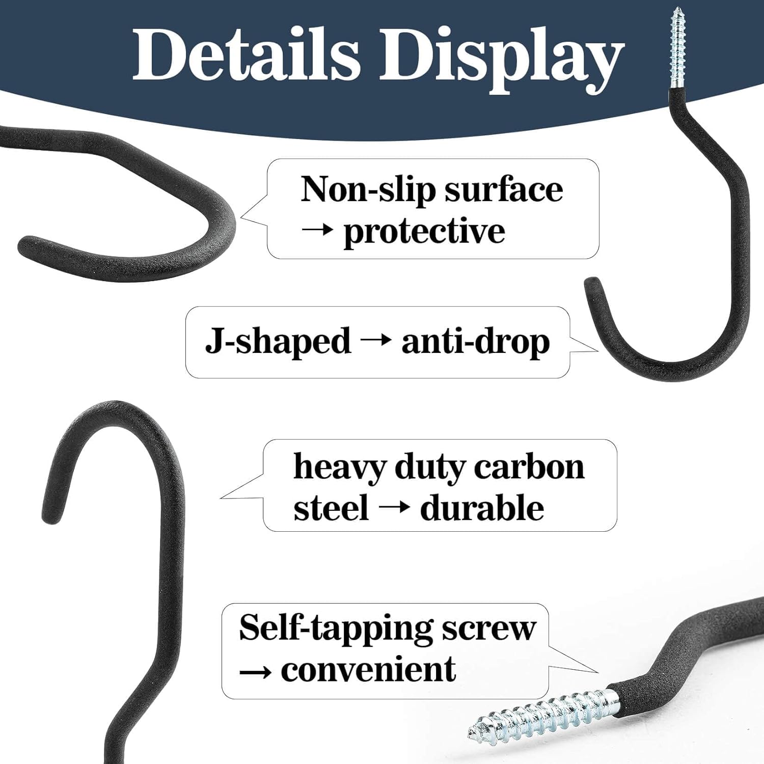 10 Heavy Duty Wall Mount Storage J Hooks - Bicycle & Ladder Hangers