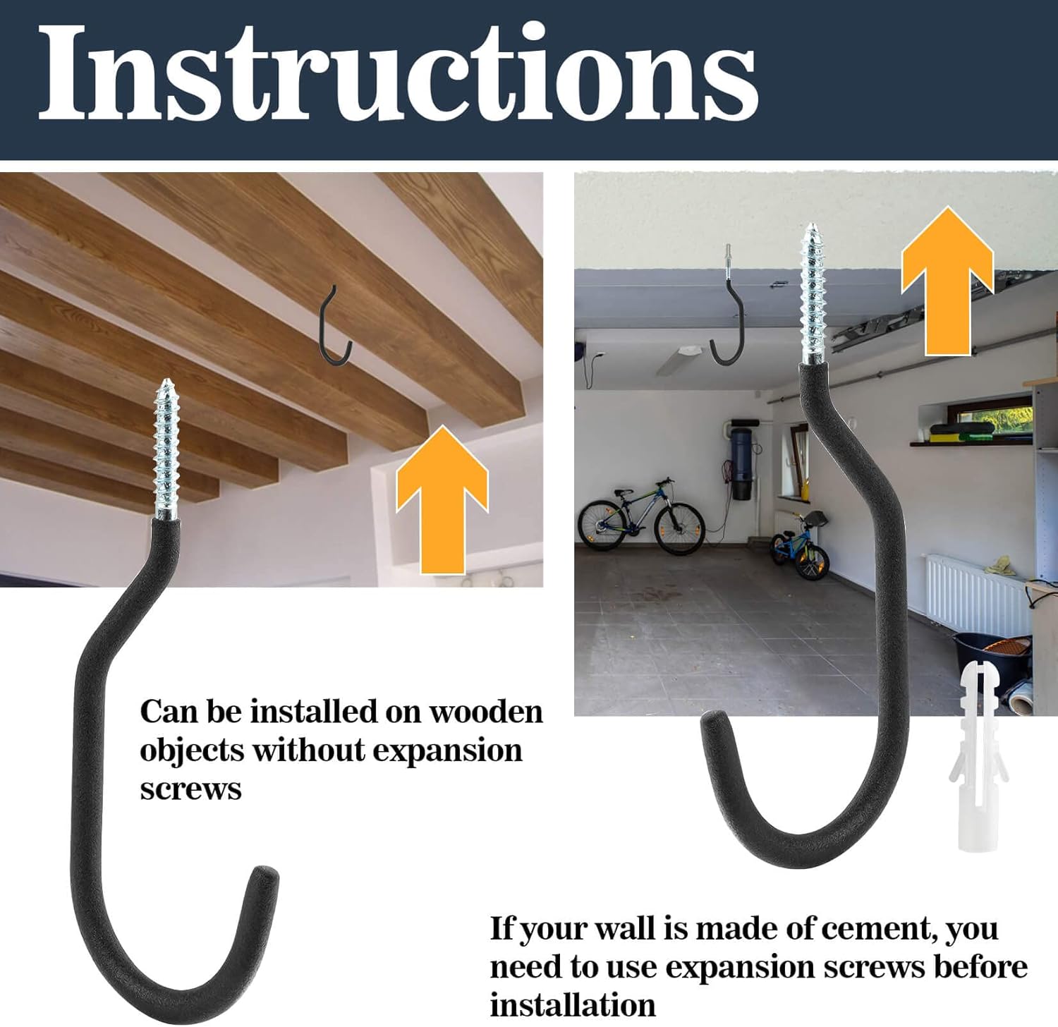 10 Heavy Duty Wall Mount Storage J Hooks - Bicycle & Ladder Hangers