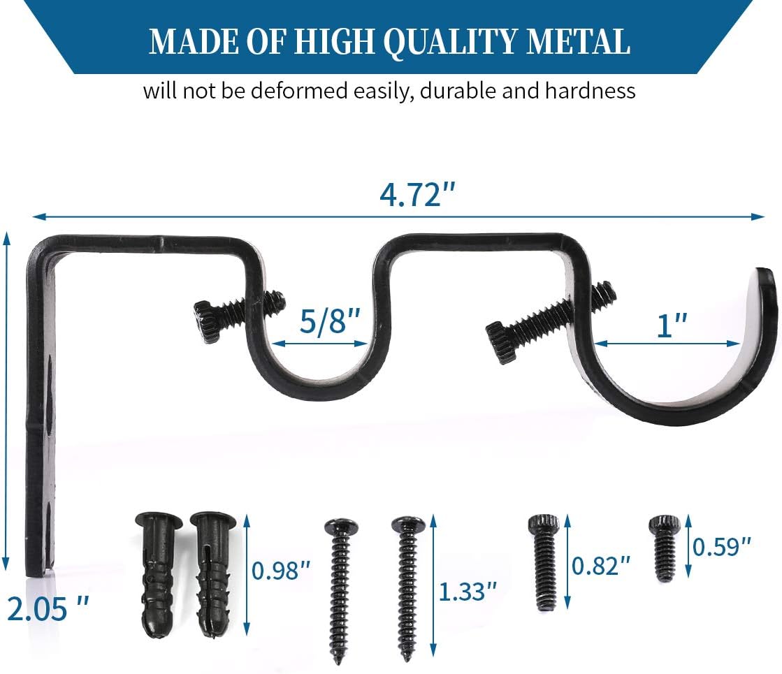Heavy Duty Double Curtain Rod Brackets