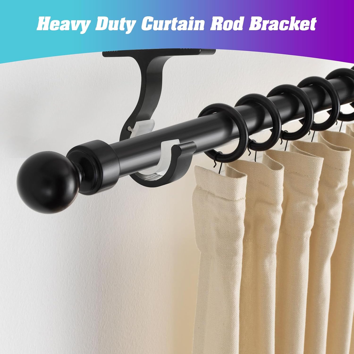 Ceiling Mount & Wall Installation Curtain Rod Brackets Holders for 1 Inch Rod