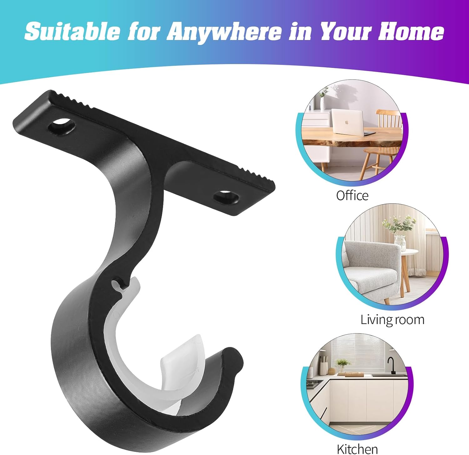 Ceiling Mount & Wall Installation Curtain Rod Brackets Holders for 1 Inch Rod