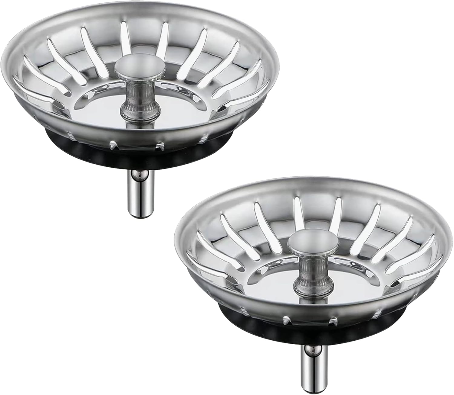 [2 Pack] Kitchen Sink Strainer - Sink Drain Stopper - Kitchen Sink Plug with Anti-Clogging Basket - Bouchon Evier Cuisine - Compatible with 79–83mm Inner Diameter