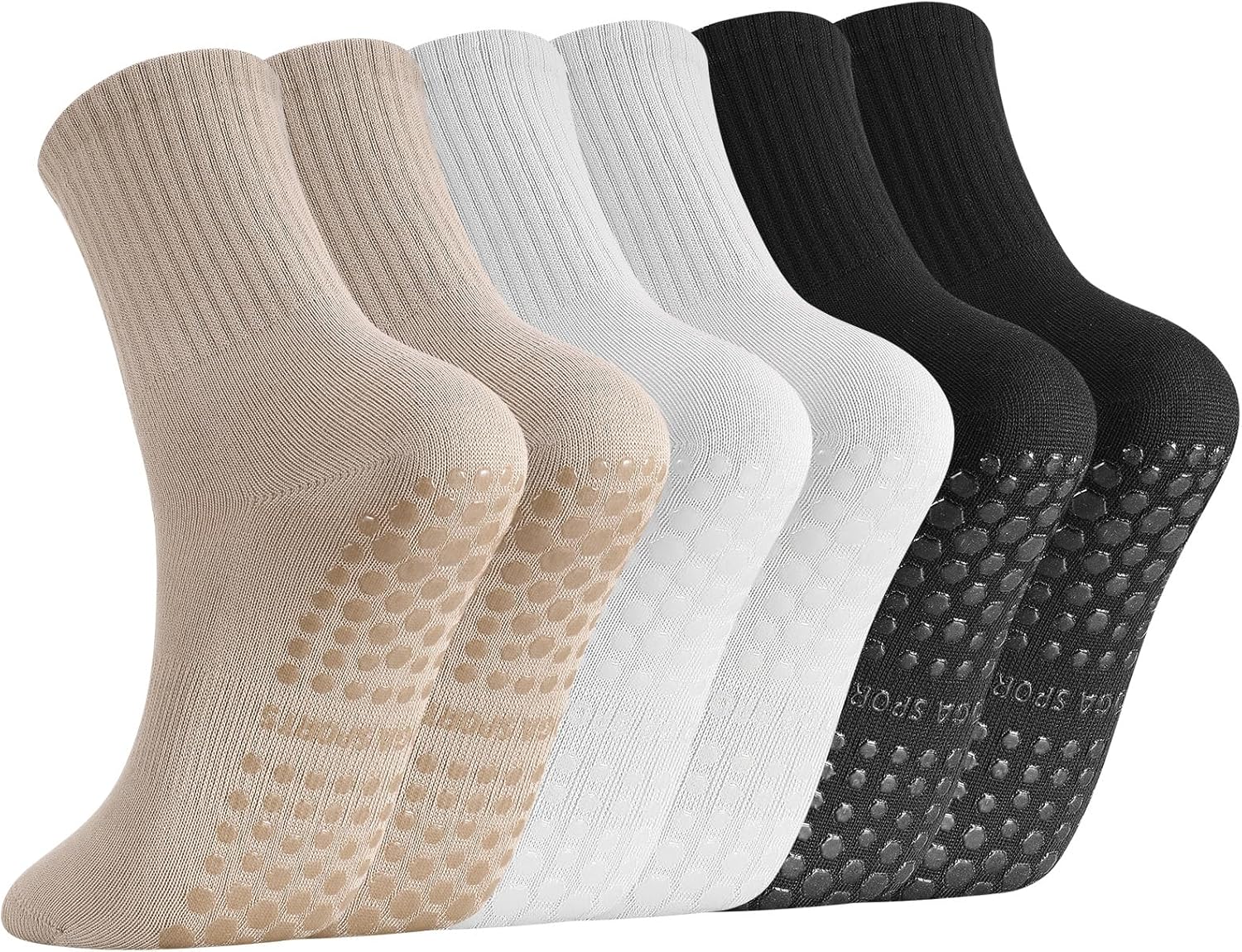 3 Pairs Non Slip Pilates Socks with Grips for Women 3 Pairs Non Slip Pilates Socks with Grips for Women
