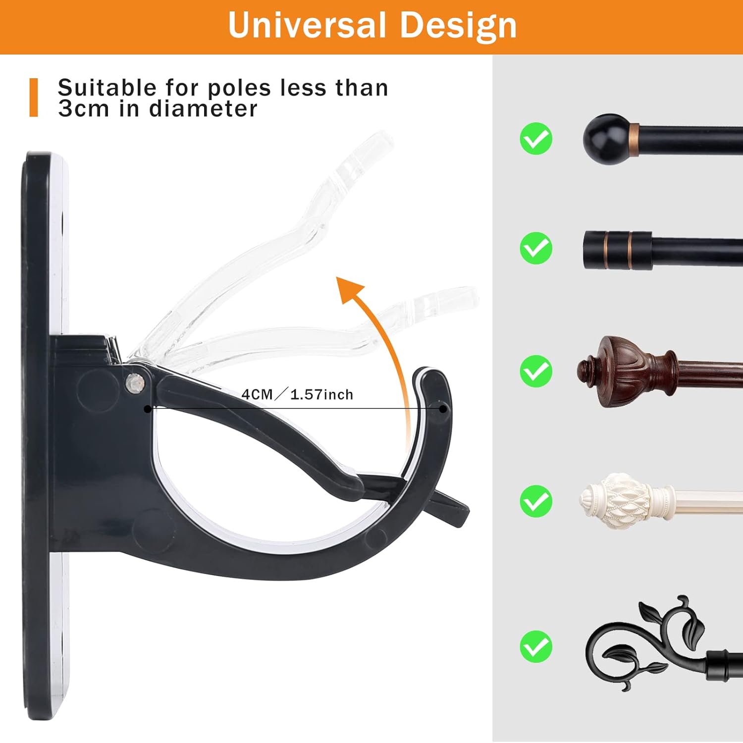 4Pcs Self-Adhesive Curtain Rod Clips