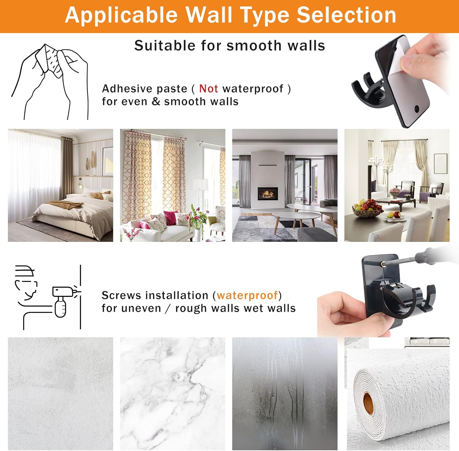 4Pcs Self-Adhesive Curtain Rod Clips