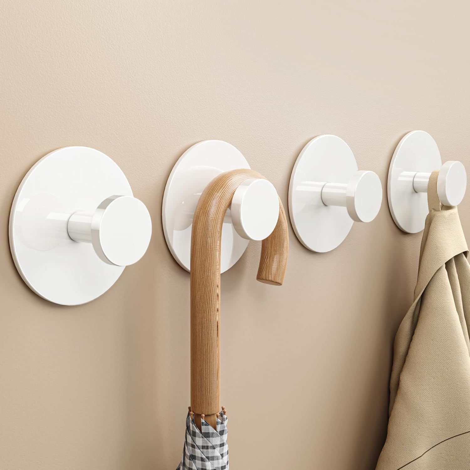 White Adhesive Wall Hook for Coat and Towel: Extra Sticky 12 LB (Max) White Adhesive Wall Hook for Coat and Towel: Extra Sticky 12 LB (Max)