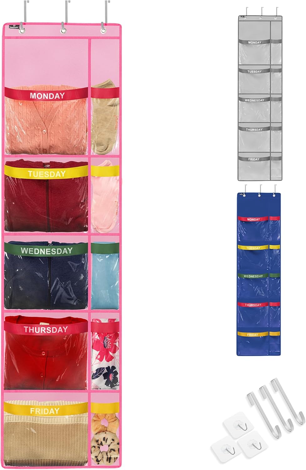 Weekly Clothes Organizer for Kids – 5-Shelf Hanging Closet Organizer with Day of the Week Labels Weekly Clothes Organizer for Kids – 5-Shelf Hanging Closet Organizer with Day of the Week Labels